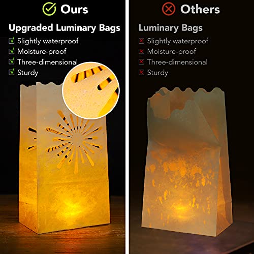 AceList 30 PCS Luminary Bags with 30 LED Tea Lights Flameless Candles Set for Weddings, Parties, Holidays – Bag+Candle Fireworks