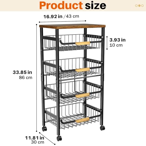 Storico 5-Tier Rolling Utility Cart Kitchen Storage