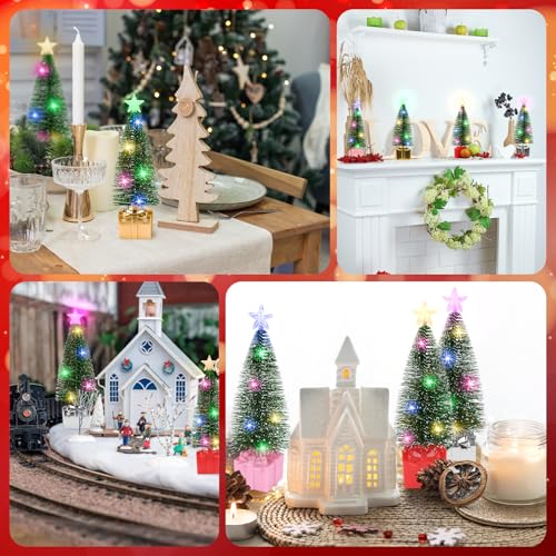Mini Christmas Tree with Lights, 8 Pack Tabletop Lights for Indoor