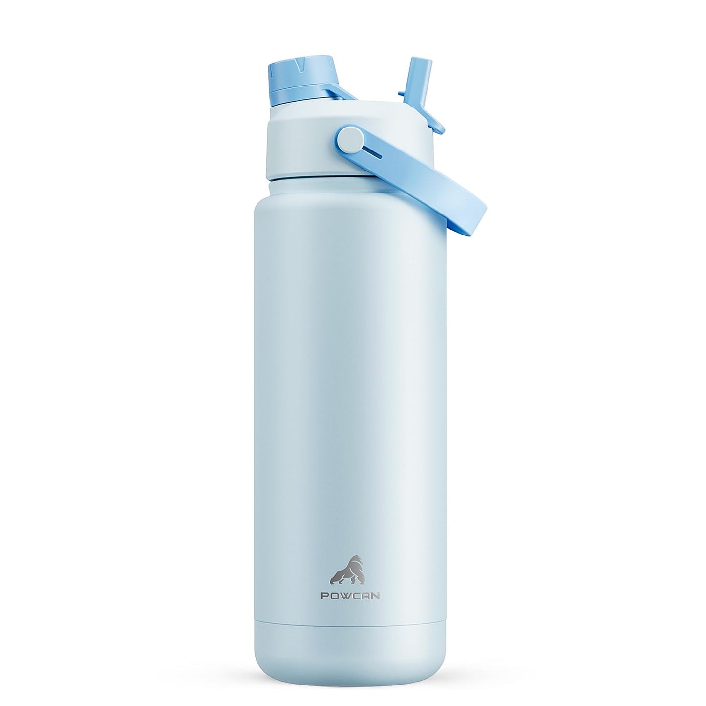 POWCAN 32 oz Insulated Water Bottle with 2-in-1 Straw and Spout Lid, Keep Cold 24H, Leak-Proof, BPA-Free, Double Wall Stainless Steel Water Bottle for Sports, Gym, Travel, and School (Sea Breeze)