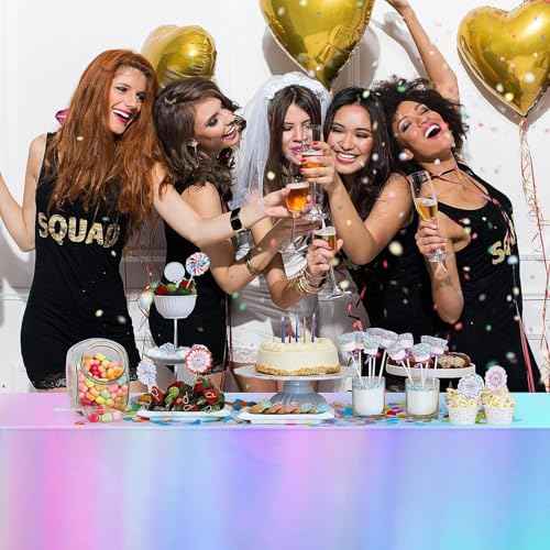 4 Pack Iridescence Plastic Tablecloths Shiny Disposable Laser Rectangle Table Covers for Party Decoration Birthday Bridal Wedding Christmas 54" x 108"