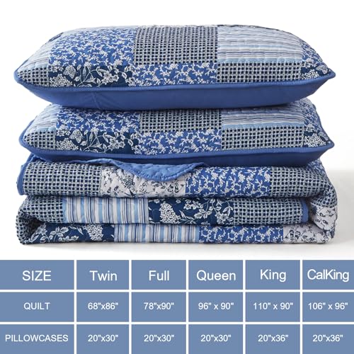 Mybedsoul King Size Boho Patchwork Floral Bedding Set - Blue