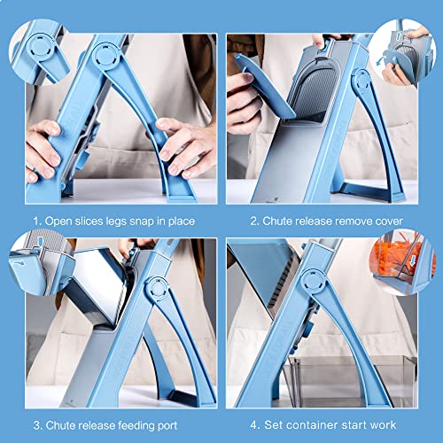 ONCE FOR ALL Sky Blue Upgraded Safe Mandoline Slicer with Large Capacity