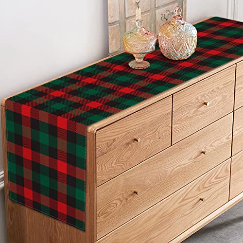 Rainlemon Christmas Buffalo Check Plaid Table Runner Linen Red Green