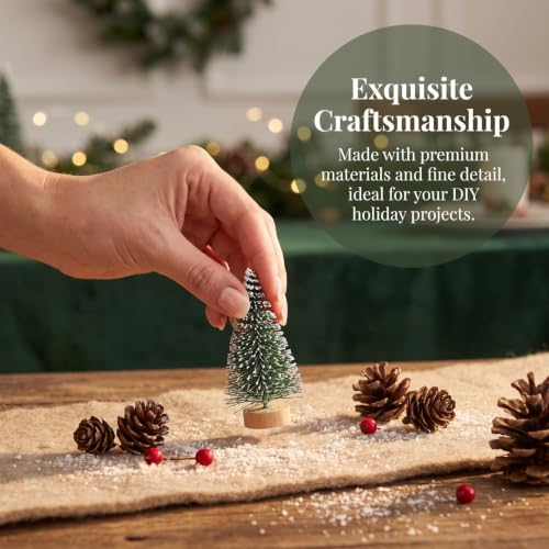 Mini Artificial Christmas Trees with Snow Frost - 10 Pack, Home Decor, DIY Holiday Ornaments