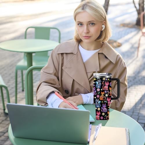 WWHSAI Cat Gifts 40 oz Tumbler with Handle - Cat Lover Gift, Cats-1
