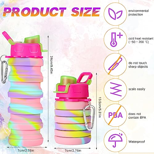 Sunnyray 30 Pack Camouflage Collapsible Water Bottles 17oz with Clips