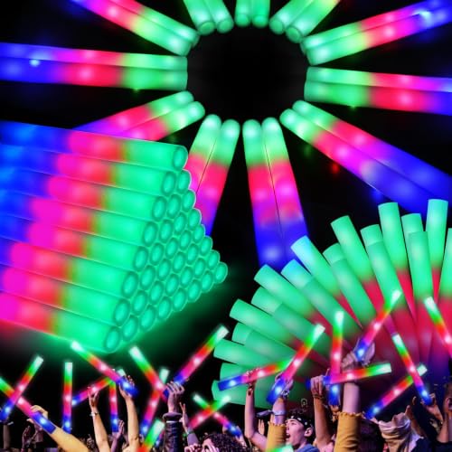 150 PCS LED Foam Glow Sticks with 3 Flashing Colors - Party, Wedding, Rave Supplies
