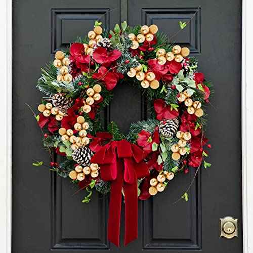 24 Pack Artificial Gold Christmas Glitter Berries Stems, Christmas Holly Berry Picks for DIY Crafts Wreath Garland Party Christmas Tree Ornaments Winter Decorations