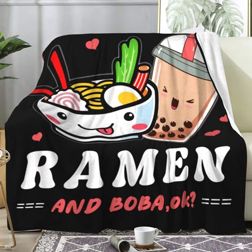 Wattnai Ramen Blanket 60x50 Inches - Soft Anime Noodle & Food Lover Throw, Unique Gift for Men & Adults