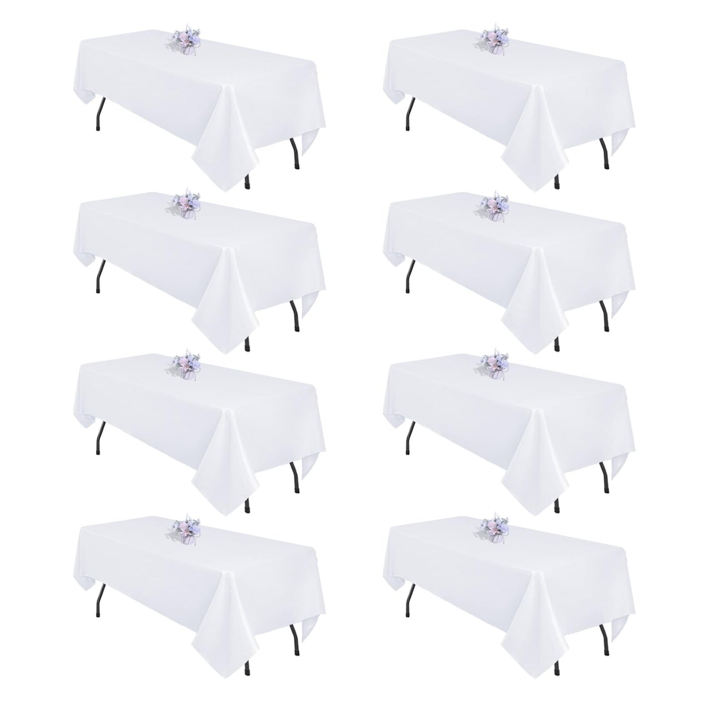 pepmily 8 Pack White Table Cloth 60x102 Inch Rectangle Tablecloths for 6 Foot Rectangle Tables, Wrinkle Resistant Washable Polyester Fabric Rectangular Table Cover for Dining Banquet Wedding Party
