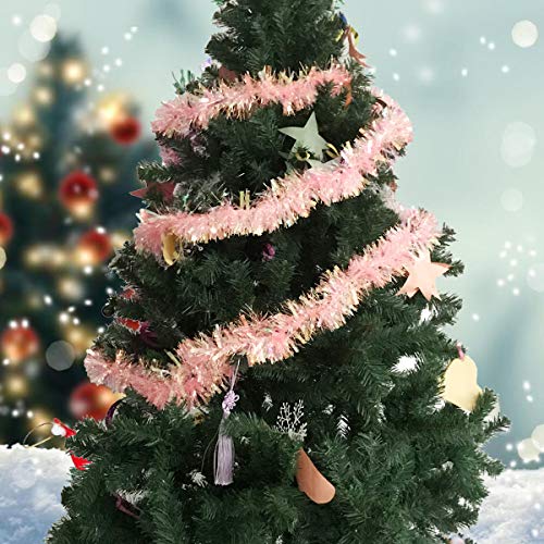 Pink Tinsel Garland 17 Feet for Christmas Tree Decorations | CCINEE