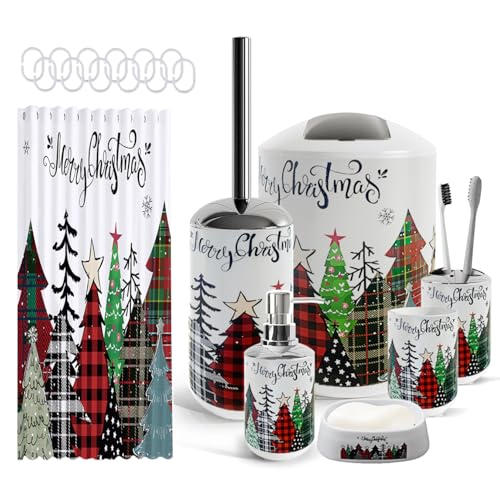 Clara Clark Bathroom Set - Christmas Shower Curtain Set, 19PC