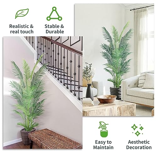 HAIHONG 6FT Artificial Areca Palm Tree Fake Indoor Exterior Decor with Adjustable Branches - 1 Pack
