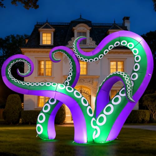 7.2 FT Inflatable Octopus Holiday Yard Decor with Built-in LEDs, Waterproof Outdoor Halloween & Christmas Decoration