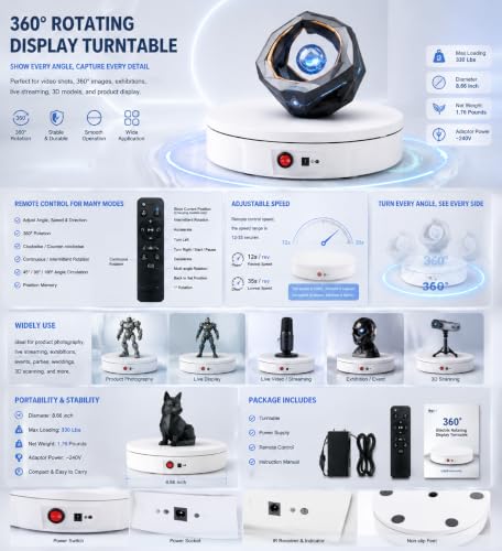 Motorized Rotating Display Stand 330Lbs Load 360° Video & Product Show