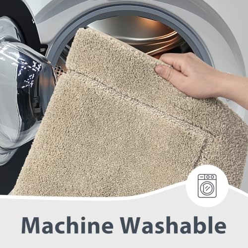 Non-Slip Bathroom Rug 30x84 Inches - Beige, Soft, Absorbent, Machine Washable