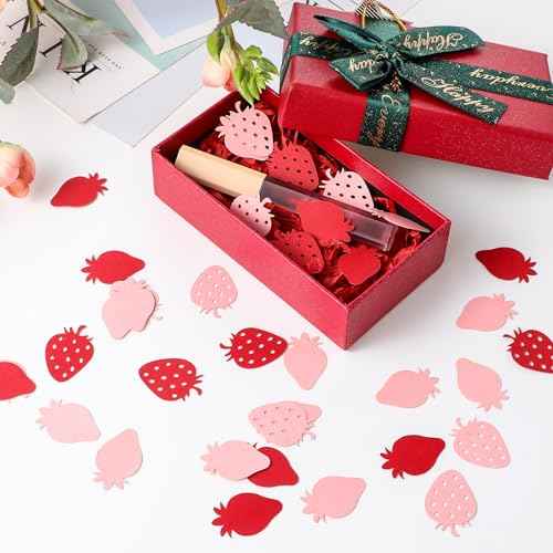 200PCS Strawberry Dot Confetti Scatters for Baby Shower, Bee Birthday, Wedding, Table, Wall, Christmas, Halloween, Thanksgiving Party Decoration Supplies (Red)
