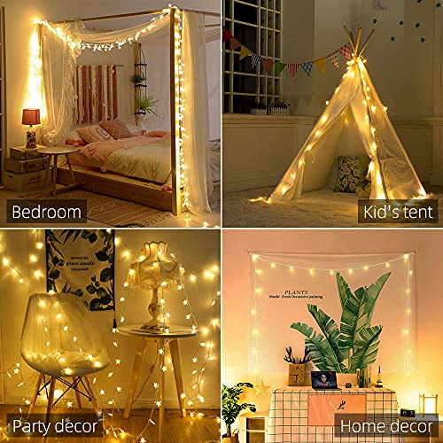 Star String Lights 10Ft 20 LED Fairy Lights Battery Operated Waterproof Indoor Outdoor Twinkle Christmas Lights for Bedroom Party Wedding Xmas Tree Decoration (Warm White)