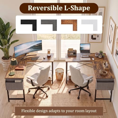 50 Inch L-Shaped Computer Desk for Small Spaces - Home Office Brown