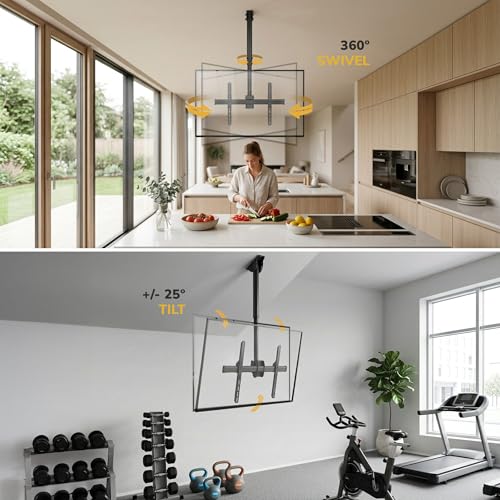 Ceiling TV Mount 32-75 Inch Adjustable Ceiling Mount with 3 Feet Black