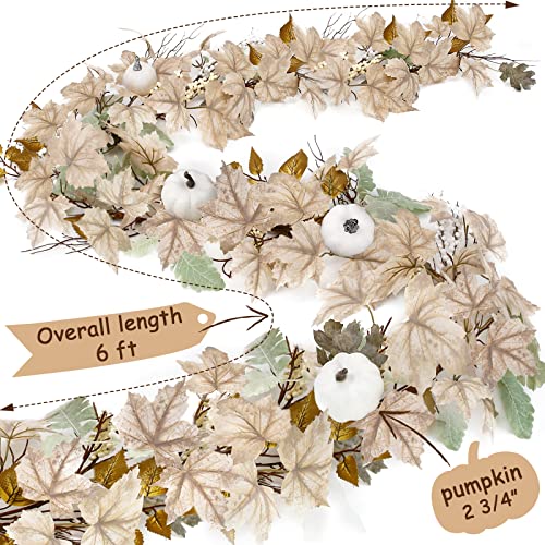 Oriental Cherry 2 Pack 6ft Fall Maple Leaf Garland with Pumpkins & Berries