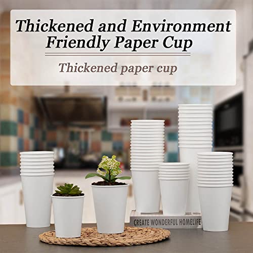 12 oz Paper Coffee Cups Bulk Pack - White, 1000 Count, Sturdy & Leak-Resistant