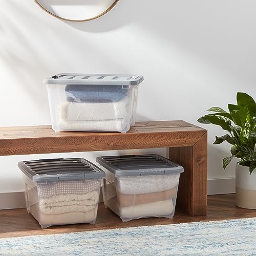 32 Qt. Stackable Plastic Storage Bins with Latching Lids - Set of 6