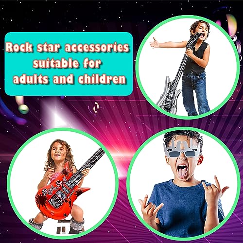 Rock Star Sunglasses & Inflatable Guitar Microphone Party Set - 8 Pack