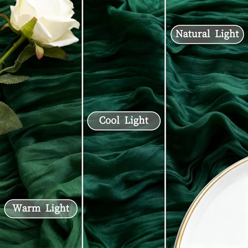 Emerald Green Cheesecloth Table Runner 3 Pack 35 x 120 in - Christmas Holiday Decor (Ztzfacai)