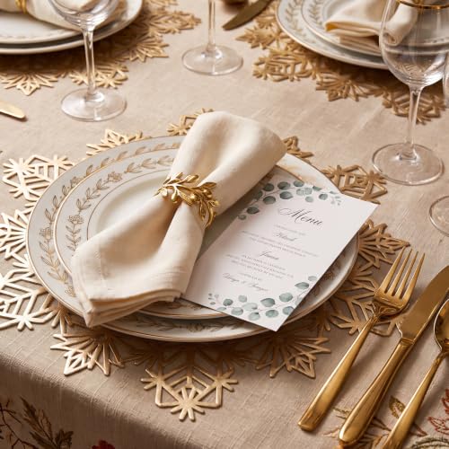 ADRIMER Snowflake Placemats Set of 12 - Gold Vinyl 15 Inch (Round)