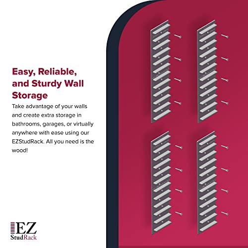 EZStudRack Grey 32-Pack Wall Shelf Brackets for Wooden Shelves - Made in USA