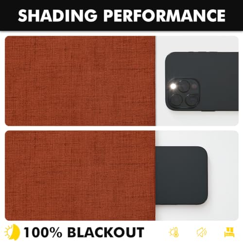 Blackout Linen Curtains 42 x 84 Inches - Burnt Orange, 2 Panels - Fall Collection