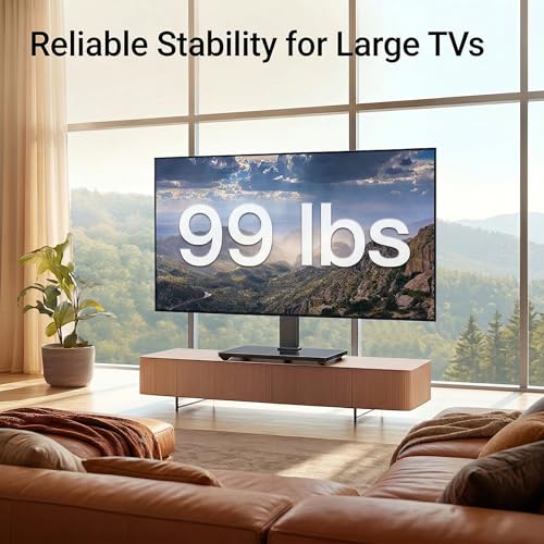 Universal TV Stand Legs for 37-78 Inch TVs with Mounting, Swivel & Height Adjustment - Black