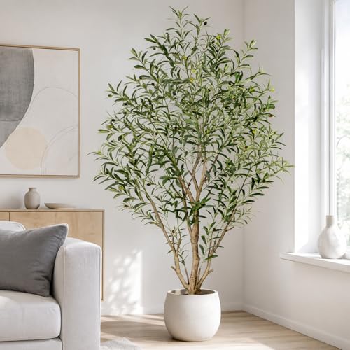 6ft Artificial Olive Tree Indoor - Tall Faux Plant with Realistic Leaves & Olives - Variation 1