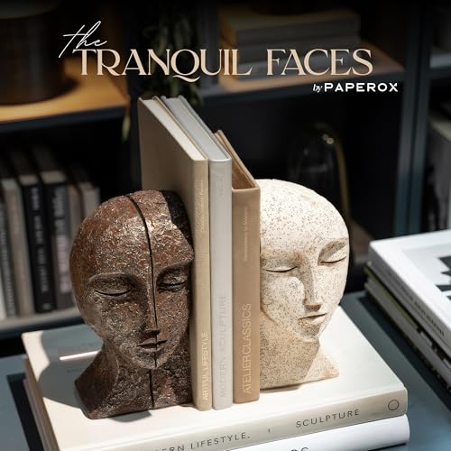Heavy Duty Decorative Bookends for Heavy Books - Modern Sculptural Shelf Accessories