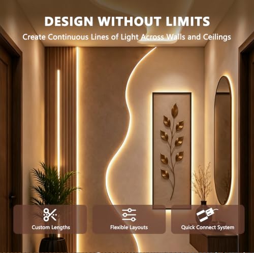 Smart Control Silicone LED Strip Lights 16.4ft for Recessed Wood Slat Walls