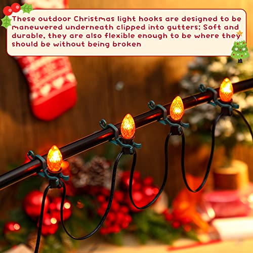 Blulu 60 Pcs Christmas Light Clips for Gutters – Green, Outdoor Hooks