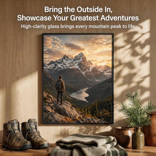 Frametory 18x24 Black Aluminum Poster Frame with Tempered Glass - 1 Pack - Variation of THIS listing