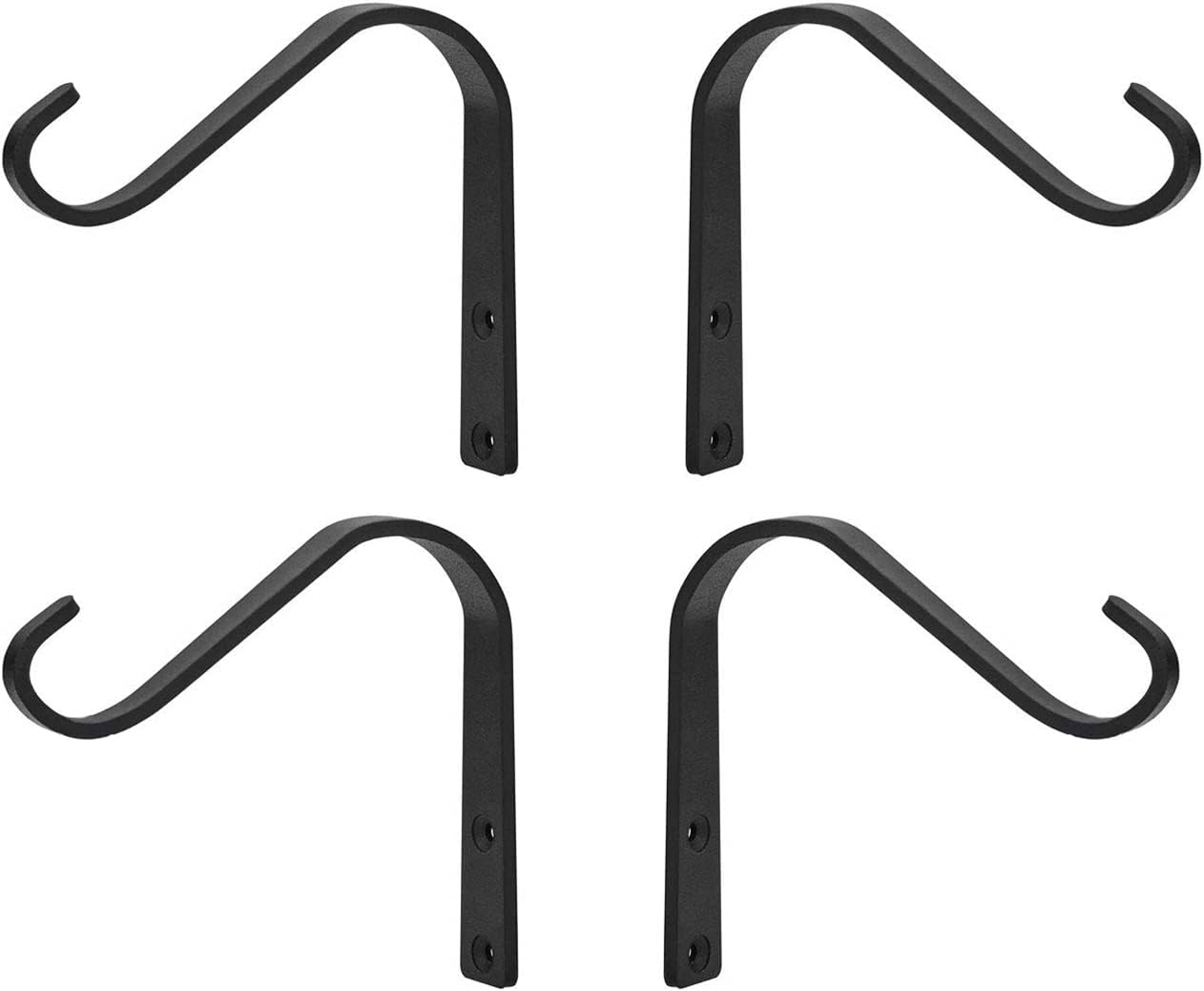Rustic Cast Iron Plant Hooks - Heavy Duty 5 Inch Wall Hangers for Indoor/Outdoor Use | 4 Pack
