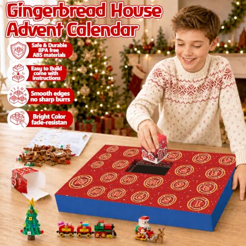 Gingerbread House Advent Calendar 2026 - 24 Building Set for Kids