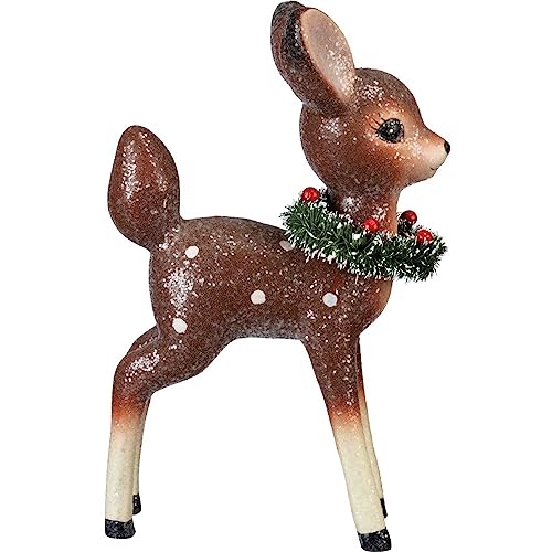 Primitives by Kathy Christmas Standing Deer Figurine with Glitter, 9.25 Inches