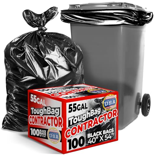 ToughBag 55-60 Gallon Medium Duty Trash Bags 100 Pack - Black