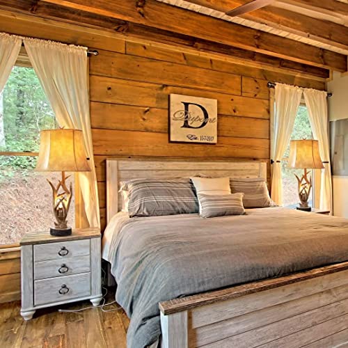 Dungoo 26" Rustic Antler Table Lamps Set of 2 with USB Ports - Vintage Brown