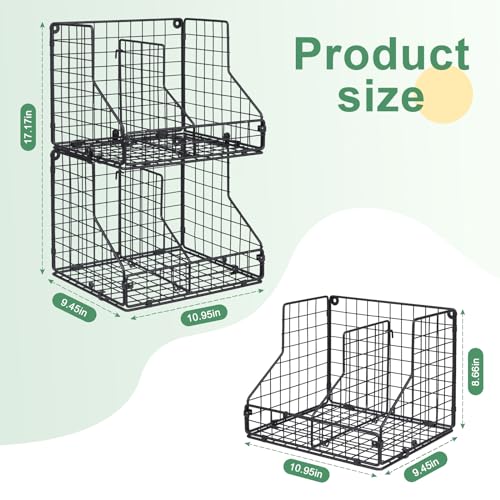 S-4 Pack Stackable Can Organizer for Pantry with Adjustable Dividers - Metal Wire Cans Storage Dispenser