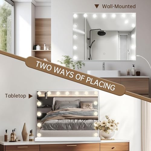 Hollywood Vanity Mirror with Lights, 23"x18" Lighted Makeup 10x