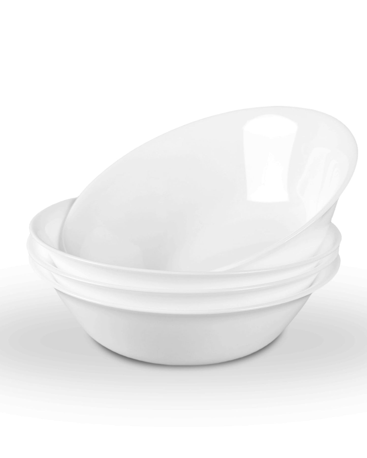 LaGlint 14 OZ (16 OZ MAX) White Opal Glass Cereal Bowl Set of 4, 6.5 inch Dishwasher & Microwave Safe Round Bowls for Soup, Salad and Rice
