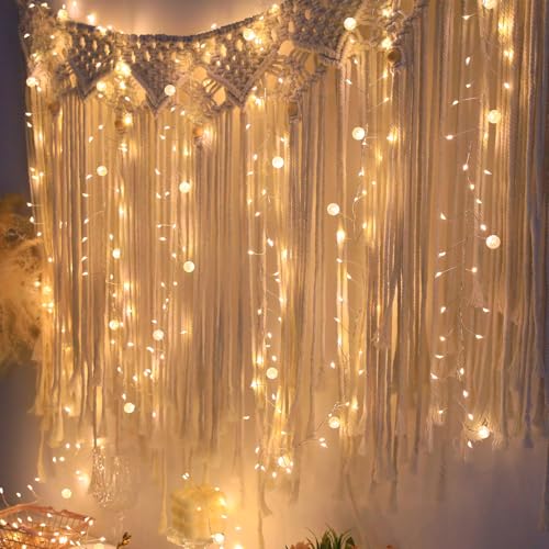 Battery Powered Fairy Lights with Remote, 100 LED Cluster Lights Christmas Waterproof Twinkly Globe String Lights for Christmas Tree Copper Wire Firecracker Light for Bedroom Indoor Decoration