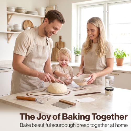 Round Sourdough Starter Kit with Banneton Proofing Basket - Complete Baking Set