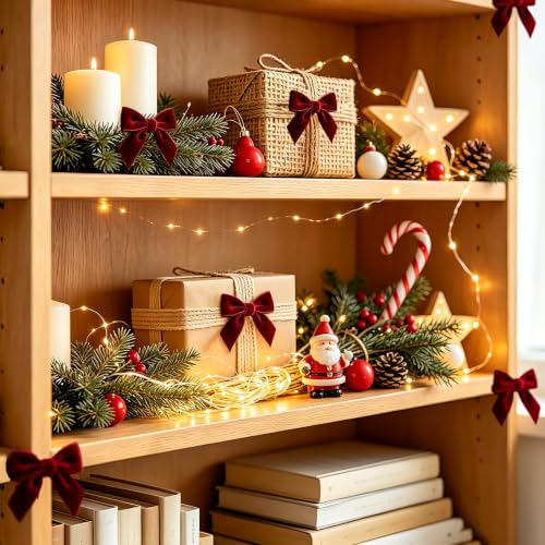 APHIUFR Burgundy Velvet Ribbon Bow 16 Pcs 3.5 x 3.5 in Christmas Decor